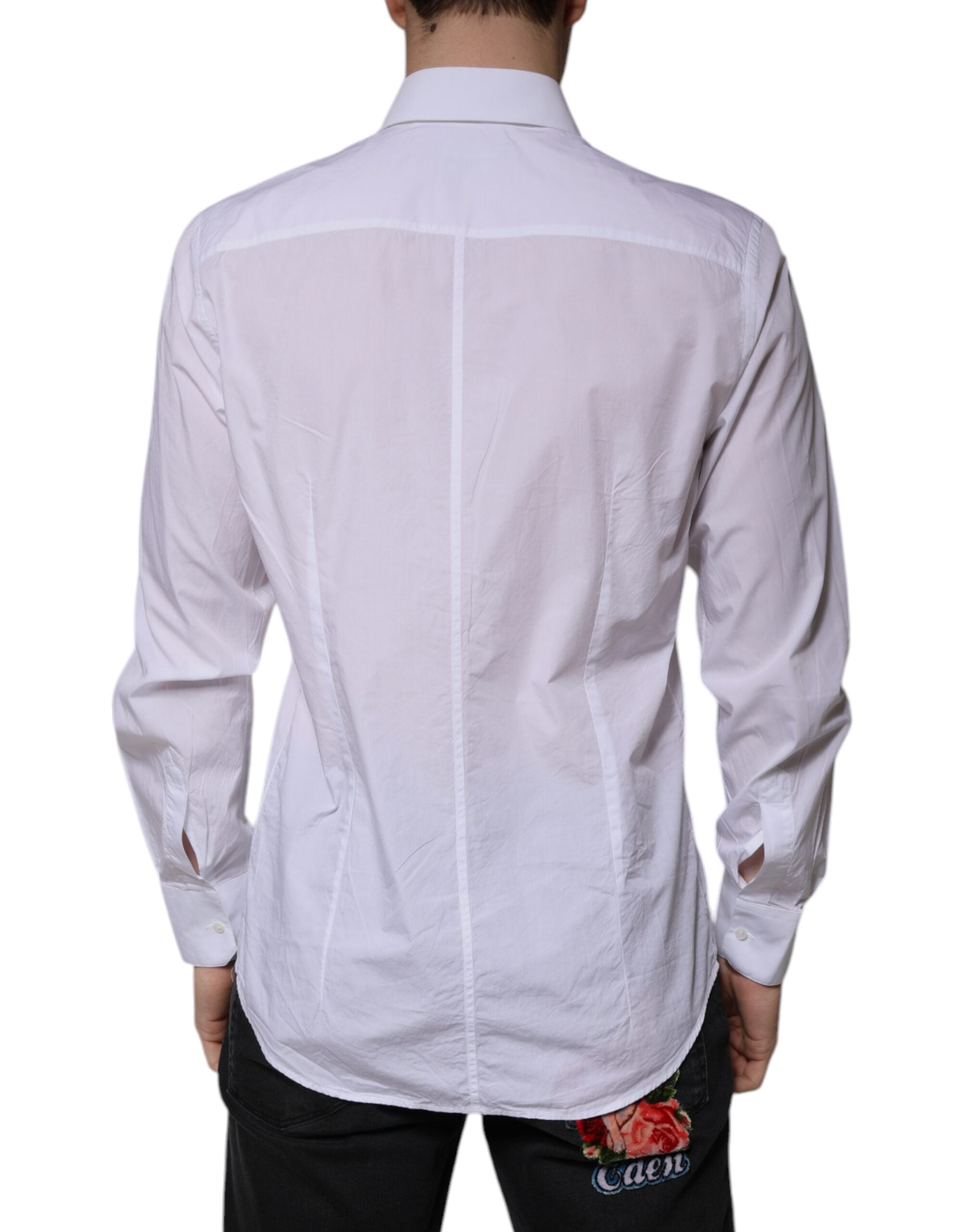 Dolce & Gabbana White Slim Fit MARTINI Men's Cotton Shirt